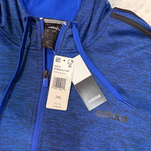 NWT Adidas Royal Blue ClimaWarm Tech Fleece Hoodie Full Zip Eh5157 Mens Sz 2XL - Picture 4 of 11